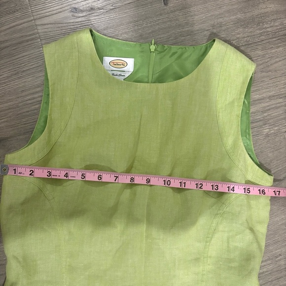 Talbots 100% Irish Linen Lime Green Sheath Dress Women’s Sz 6 Sleeveless Classic - Picture 9 of 15